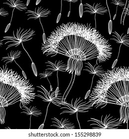 Seamless background with overblown dandelion