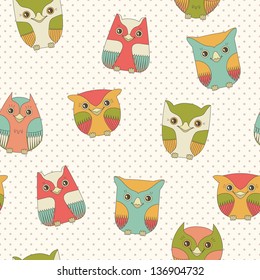 Seamless background with owls