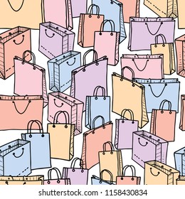 Seamless background of packages for purchases