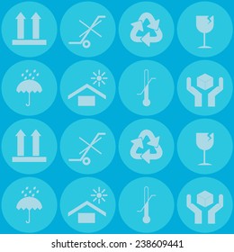 Seamless background with packaging symbols