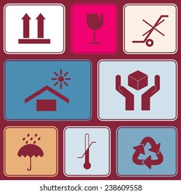 Seamless background with packaging symbols