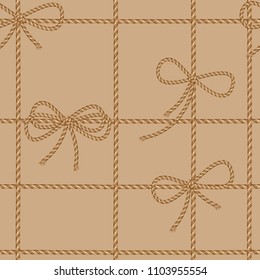 Seamless background of painted ropes, thread light beige country style, vector recolored image for fabric decor, packaging design, Wallpaper.