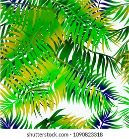 Seamless background with palm leaves