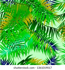 Seamless background with palm leaves