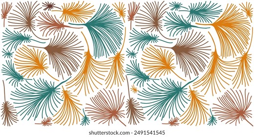 Seamless background palm leaves. Hand drawing. Not AI, Vector illustration