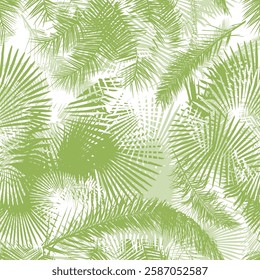 Seamless background palm leaves. Palm leaf pattern. Vector illustration. Decor element. Hand drawing. Not AI, Vector illustration.