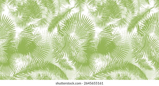 Nahtlose hintere Palmenblätter. Palmblattmuster. Vektorgrafik. Dekorelement. Handzeichnung. Nicht AI, Vektorgrafik.