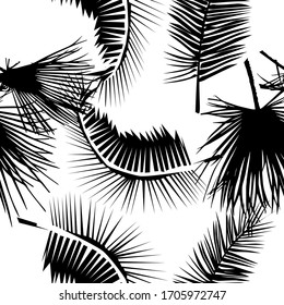 A seamless background of palm leaves. Vector illustration