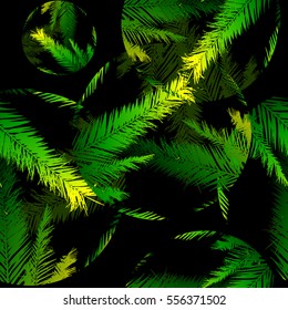 seamless background palm leaves. Vector