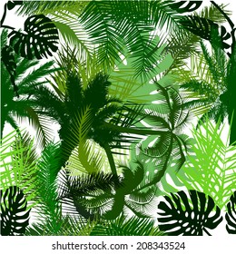 Seamless background of palm trees. Vector 