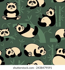 Fondo sin costuras con pandas en la selva