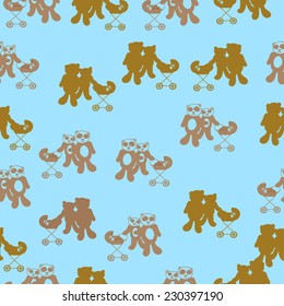 Seamless background with pandas. Vector illustration.