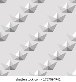 Seamless background with paper boats. Theme of travel, recreation, and water transport. Vector illustration
