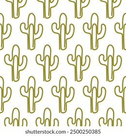 seamless background with paper clips in the form of green cacti, back to school