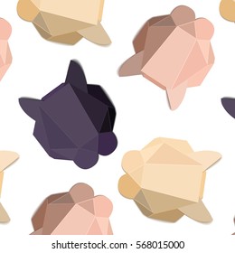 seamless background. paper masks cats fashionable colors. abstract animals