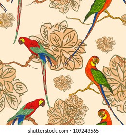 seamless background with parrots