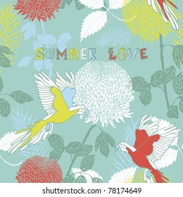  Seamless background with parrots