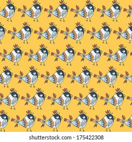 Seamless background with parrots. Bright summer colors.Used as a backdrop, seamless texture.   yellow background.