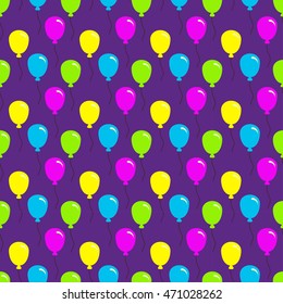Seamless background with party balloons of different colors