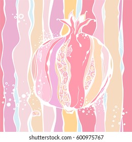 Seamless background with pastel stylized garnet or pomegranate. Vector illustration