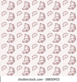 seamless background - pastry (roll) and lemon - handmade sketch based