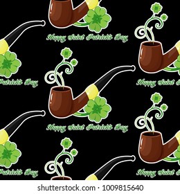 seamless background for Patricks day with simbol and shamrocks, vector illustration