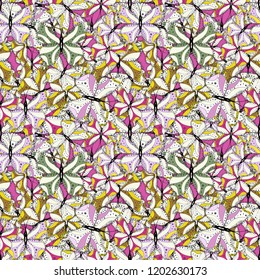 A seamless background pattern with abstract butterflies. Vector illustration. Endless. Repeat print.