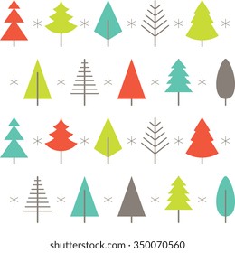 Seamless background pattern with abstract Christmas trees. Vector.