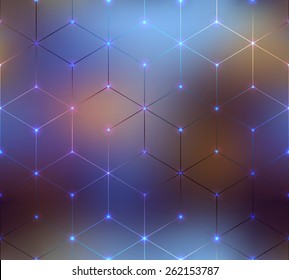 Seamless background pattern. Abstract cubes pattern on blurred background.