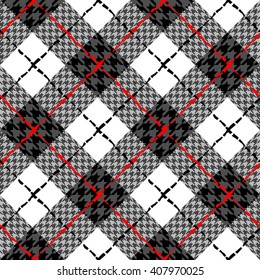 Seamless background pattern. Abstract diagonal plaid pattern. Plaid of a Hounds-tooth patterns.