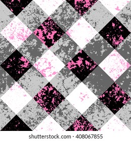 Seamless background pattern. Abstract diagonal plaid pattern in a grunge style.