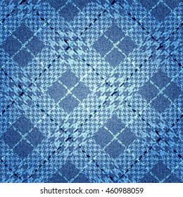 Seamless background pattern. Abstract diagonal plaid pattern. Imitation of denim fabric texture. 