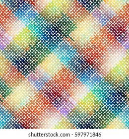 Seamless background pattern. Abstract diagonal plaid pattern. Imitation of canvas texture.