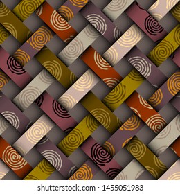 Seamless background pattern. Abstract ethnic pattern of spirals. Patchwork in indian style. Vector image