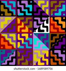 Seamless background pattern. Abstract ethnic tribal pattern in patchwork style. Vector image.