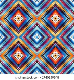 Seamless background pattern. Abstract ethnic tribal pattern with grunge polka dot. Vector image
