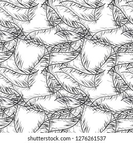 Seamless background pattern with abstract feathers. Vector illuctration.