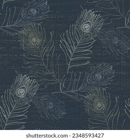 Seamless background pattern with abstract feathers. Vector illustration. Bohemian background from tribal repeating elements. Template for fabric in oriental style.