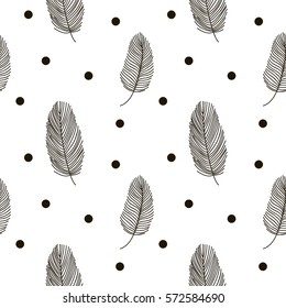 Seamless background pattern with abstract feathers. Vector illuctration.