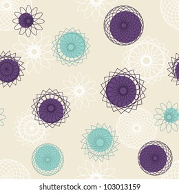Seamless background pattern with abstract flowers. Vector illustration.