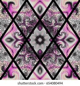 Seamless background pattern. Abstract geometric pattern of rhombuses with mosaics