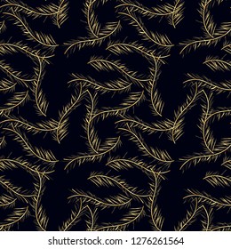 Seamless background pattern with abstract golden feathers. Vector illuctration. eps10