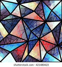 Seamless background pattern. Abstract mosaic and strikes geometric pattern.