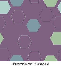 Seamless background pattern with abstract multicolored geometric shapes.  Honeycomb shapes mosaic backdrop.