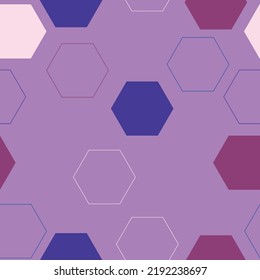 Seamless background pattern with abstract multicolored geometric shapes.  Honeycomb shapes mosaic backdrop.