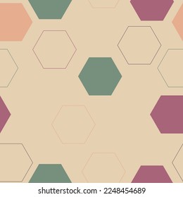 Seamless background pattern with abstract multicolored geometric shapes.  Hand painted colorful illustration