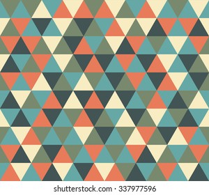 Seamless background pattern with abstract multicolored geometric shapes.