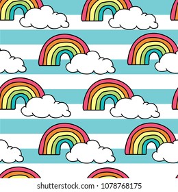 Seamless background pattern with abstract paper rainbows. Vector illustration.
