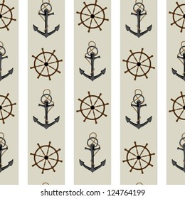 Seamless background pattern with anchor and helm.