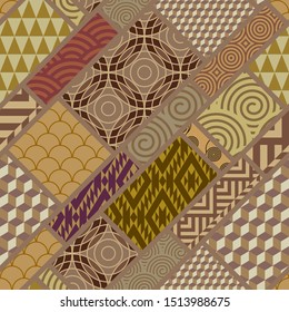 Seamless background pattern. Art Deco patchwork style. Vector image